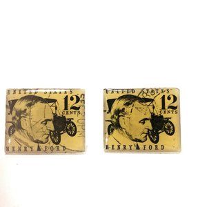 >>SOLD<< Vintage Enamel Henry Ford Postage Stamp